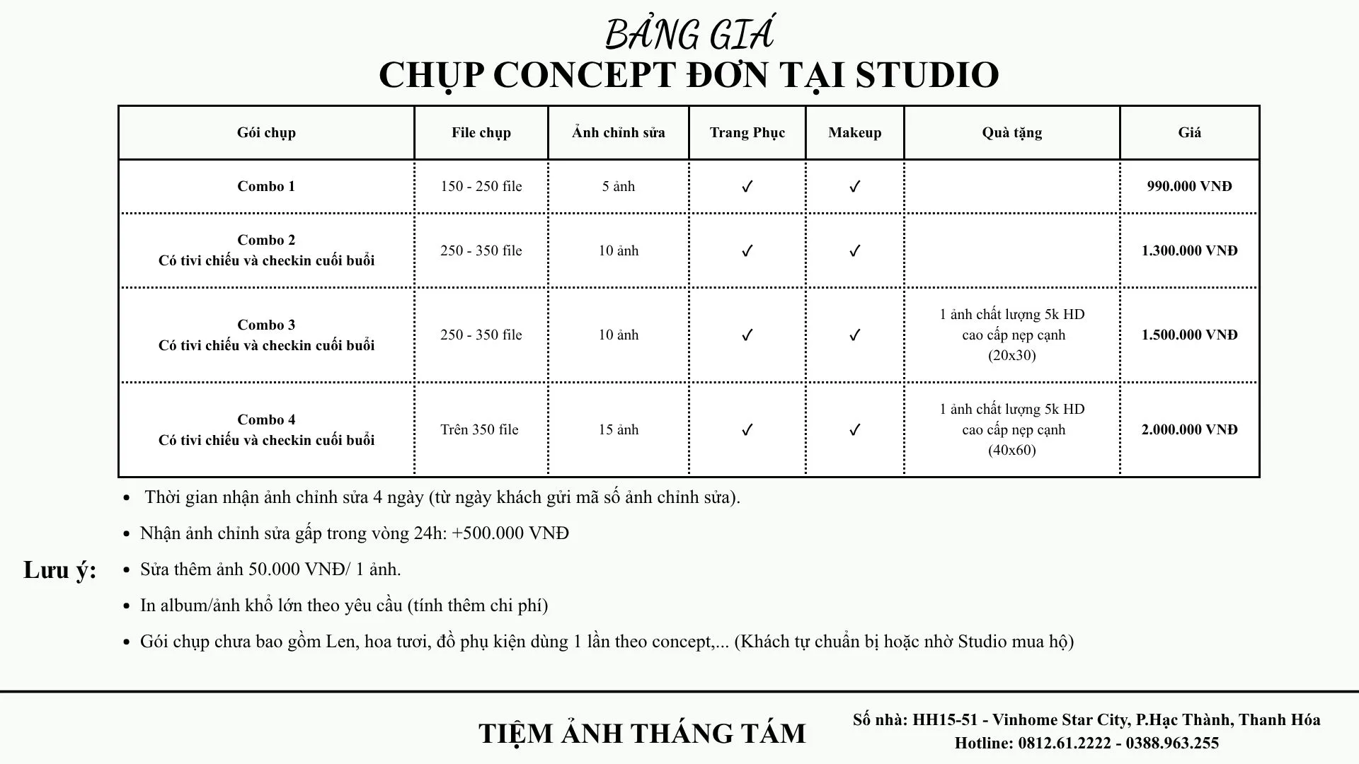 Gói 990.000đ — 5 ảnh chỉnh
